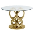 thumbnail image 3 of Gold Stainless Steel 5 Piece Dining Set with Round Clear Glass Table and Chairs, 3 of 4
