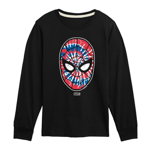 Marvel Spider-Man - Mask Tie Dye Flag - Toddler And Youth Long Sleeve Graphic T-Shirt