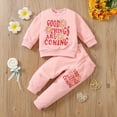thumbnail image 3 of Fesfesfes Baby Girl Clothes Outfits Girls Letter Flower Sweater Set Toddler Fashion Two-piece Set, 3 of 5