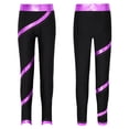 thumbnail image 3 of JanJean Kids Girls Figure Skating Criss Cross Pants High Waist Stretchy Ice Skating Leggings Gym Purple 6, 3 of 9