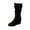 Black, variant on Womens Boots Knee High Boots Solid Round Toe Side Zipper Thick Sole Wedge Heel Pleated Stacked Long Boots