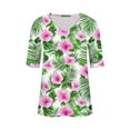 thumbnail image 7 of V Neck T Shirts for Women Summer Classic Casual Floral Printed Short Sleeve Tops Cute V Neck Business Blouses (XL, Green 1), 7 of 7