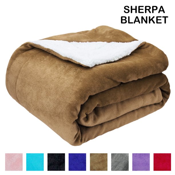 Sherpa Fleece Throw Blanket, King Size Soft Fuzzy Throw Blankets, Brown