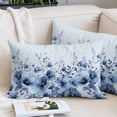 thumbnail image 2 of Blue Blooms Floral Throw Pillow Covers, Spring Flowers Botanical Blue Ombre Soft Breathable Pillow Cases with Invisible Zipper for Sleeping, Standard Pillowcases for Couch Bed Sofa Chair 20x26 Inches, 2 of 9