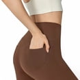 thumbnail image 6 of Women's High-Waist Flared Leggings with Stretch Fabric and Contoured Fit - Large, Brown, 6 of 6