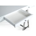 thumbnail image 4 of Modrest Ostrow 3-Drawer Rectangular Stainless Steel Writing Desk in White, 4 of 6