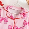 thumbnail image 5 of VNKIDY Valentine's Day Girls Kids Bow Prints Homewear Set With Fuzzy Hem Long Sleeve Buttoned Collared Top Elastic Waisted Pants For Casual Home Relaxation Cozy Outfit, 5 of 7