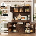 thumbnail image 3 of Farmhouse Kitchen Pantry Cabinet with Trash Can Storage, 47" Extra Wide Kitchen Hutch with Power Outlet, Tall Coffee Bar Station with 3 Drawers & Spice Racks, 3 of 10