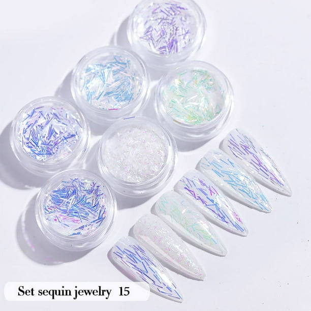 Polvo para uñas, decoración de uñas, lentejuelas, uñas doradas y brillantes, juego de parches en forma de corazón, laca de uñas