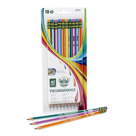 Striped Pencil - Ticonderoga 13910 2 Striped Pencils 10 Pack, 5 years & up By Dixon Ticonderoga Ship from US