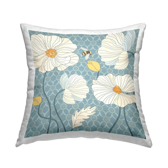 Stupell Industries Florals on Trellis Pattern Decorative Printed Throw Pillow, 18 x 18
