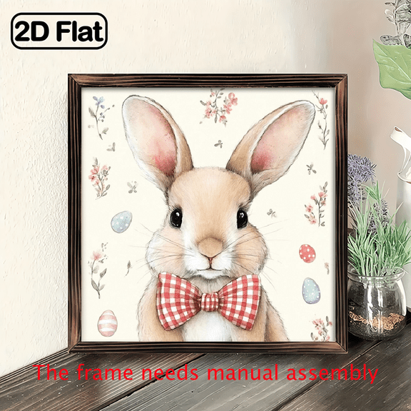 1pc Rustic Farmhouse 8x8 Inch Wooden Wall Sign - Charming Bunny Floral Design with Easter Eggs, Perfect for Easter Decor Gifts, Rabbit Enthusiasts, Farmhouse Wall Decor