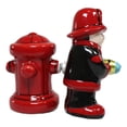 thumbnail image 4 of Ebros Fireman Fighter W/ Hose By Red Fire Hydrant Ceramic Salt & Pepper Shakers, 4 of 7