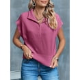 thumbnail image 4 of Womens Short Sleeve Cropped Knit Tops Half Zip Cap Sleeve Lightweight Oversized Sweater Vest, 4 of 7