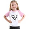 thumbnail image 4 of wycnly Clothes for Girls Tee Top for Kids Boys Summer Color Block Loose Fit Comfy Crewnek T-Shirts Blouses Trendy Heart Print Short Sleeve Tops Girls Tops(Size:160), 4 of 6