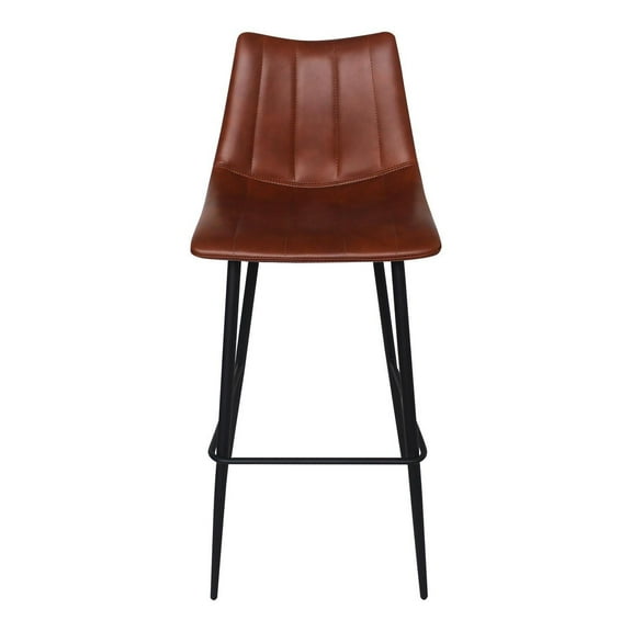 Moe's Home Collection Alibi 30" Faux Leather Bar Stools in Brown (Set of 2)