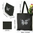 thumbnail image 3 of JEUXUS Butterfly Lover 2 Pcs Canvas Tote Bags Cute Aesthetic Tote Bags with Zipper Black, 3 of 8