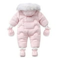 thumbnail image 2 of SILVERCELL Baby Girls Boys Winter Warm Zipper Snowsuit With Gloves & Footwear Kids Thicken Hooded Jumpsuit Romper Down Coat Outwear 0-2 Years, 2 of 9