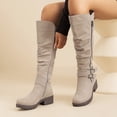 thumbnail image 5 of LOVE STEETLY Women's Knee High Slouchy Chunky Heel Boots, Side Zipper Round Toe Faux Leather Casual Comfort Versatile Boot, 5 of 7
