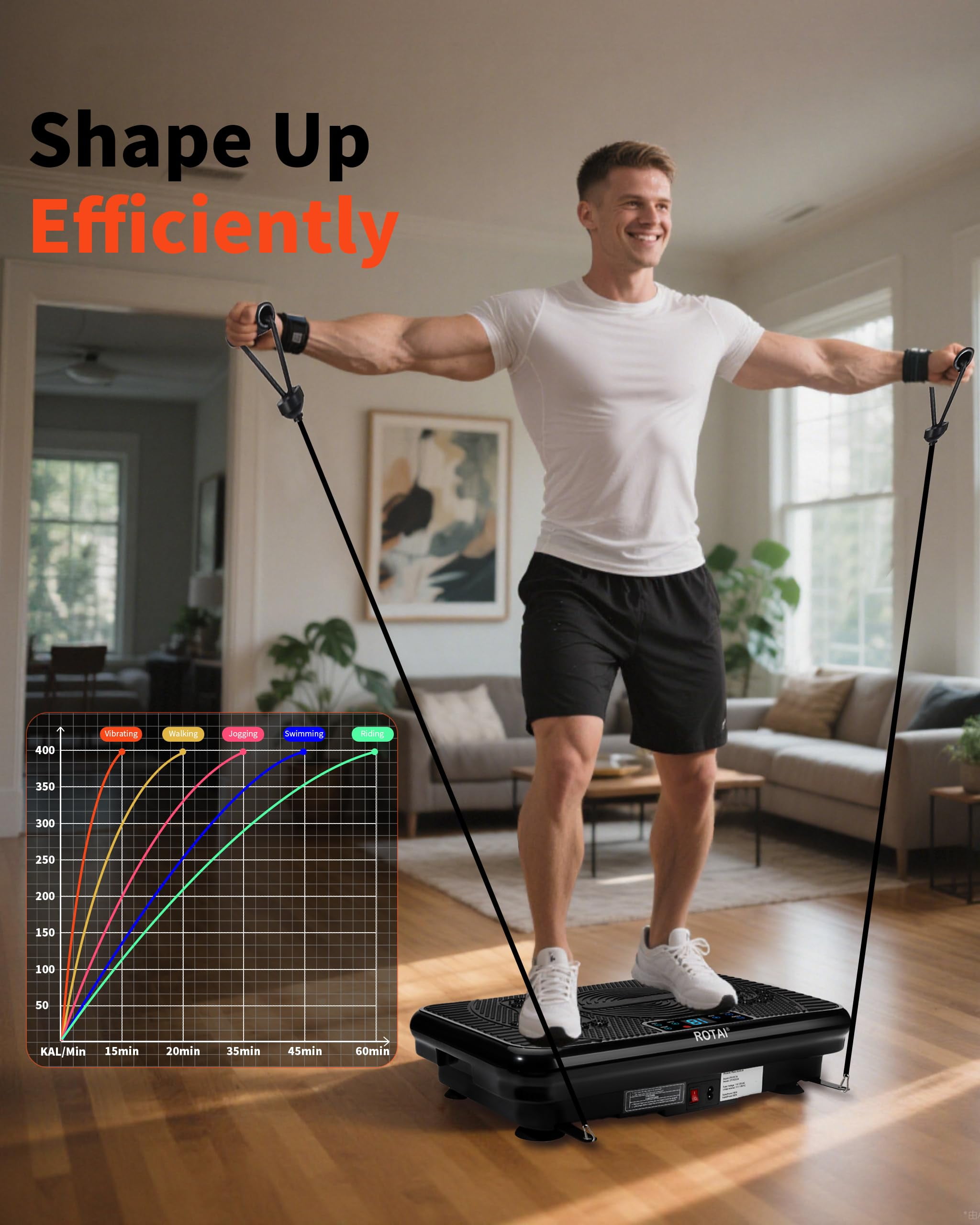 BEF Vibrating Plate Exercise Machine，Bluetooth Remote and LED Display, 300 lbs, 150 Watts Shake Board for Women and Men, Entertainment Activities, Black