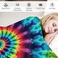 thumbnail image 3 of WERPE  Rainbow Tie Dye Blankets and Throws Spiral Psychedelic Pattern Boho Rainbow Blanket Lightweight Blanket White, 3 of 6