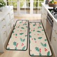 thumbnail image 4 of Kitchen Rugs Sets Of 2,Beige Christmas Holly Pattern Anti Fatigue Kitchen Mat Rugs Non Slip Washable,Decorative Kitchen Floor Mats for Kitchen,Sink,Laundry,17"x47"+17"x47", 4 of 5