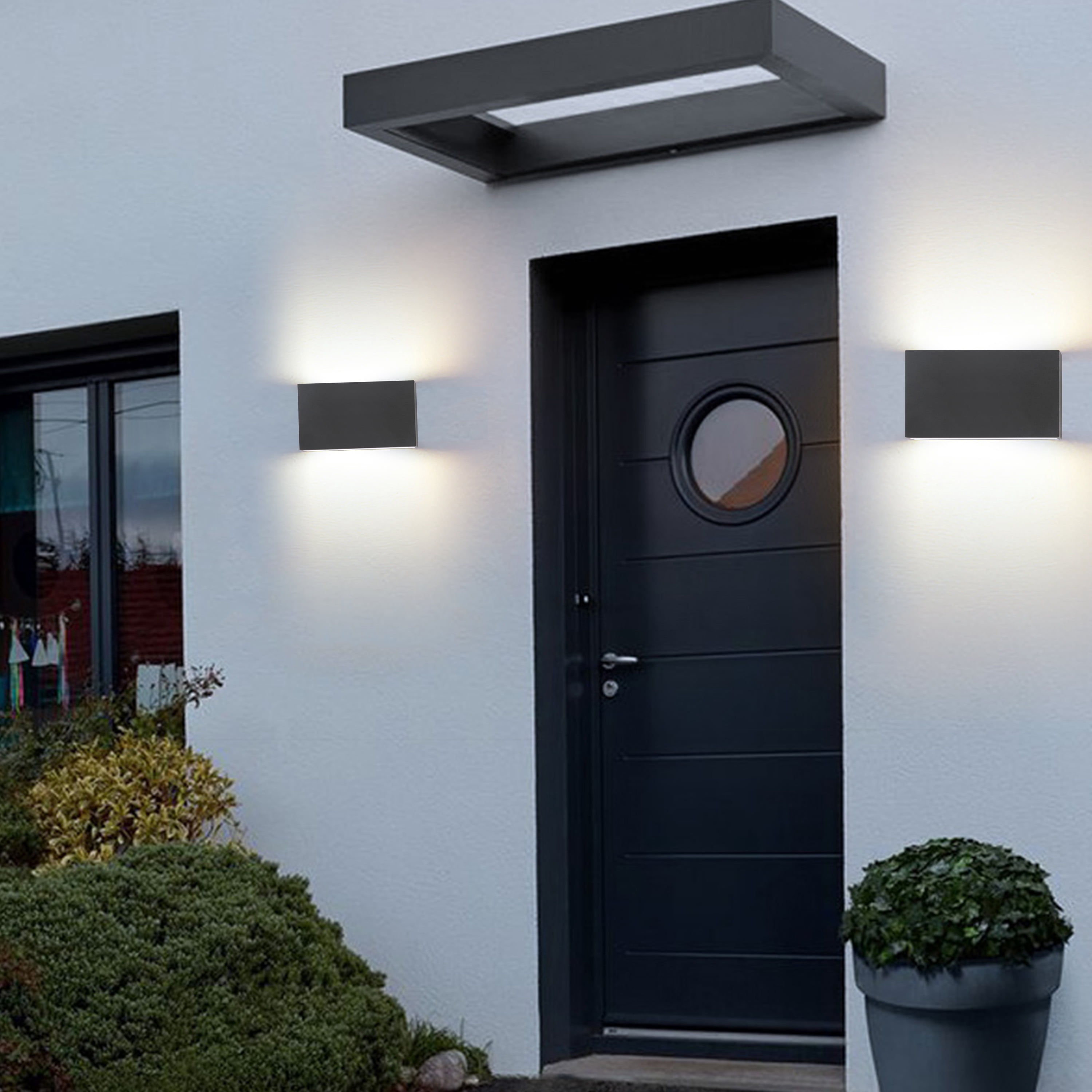 C Cattleya 2-Light Matte Black Aluminum Integrated LED Outdoor/Indoor Wall Light