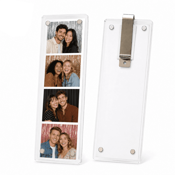 2 Pack Magnetic Car Visor Photo Frame, Clear Acrylic 2x6 Inch Photo Strip Holder