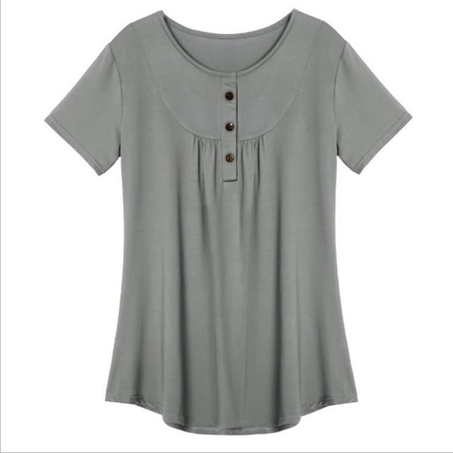 Blouse d'Été à Manches Courtes pour Femmes, T-shirt Décontracté Ample, Tunique, Grande Taille