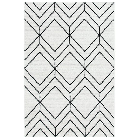 SAFAVIEH Adirondack Caitriona Geometric Squares Area Rug, Ivory/Black, 6' x 9'