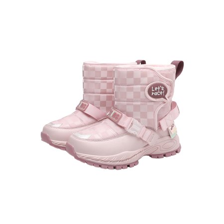 

Ritualay Girls Breathable Snow Boots Casual Round Toe Mid Calf Boot Walking Hiking Plaid Pink 12C