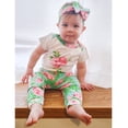 thumbnail image 3 of AnnLoren Baby Girls Layette Floral Onesie Pants Headband 3piece Gift Set Clothing, 3 of 5