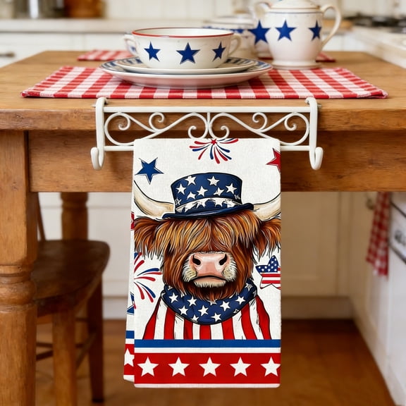 Cheapark Independence Day Kitchen Towel 24x16 Inch Hand Dish Towel Home Daily Cleaning Decor Patriotic Kitchen Accessory