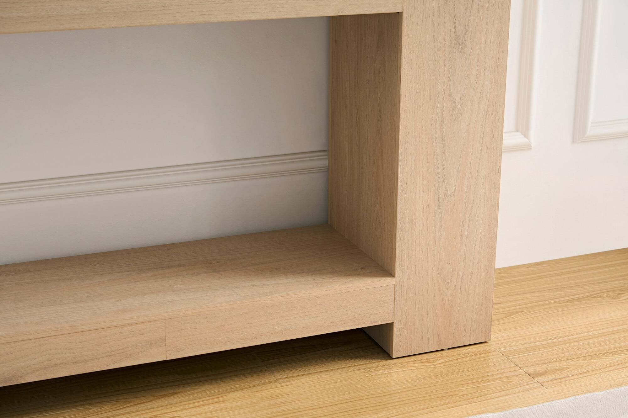 AENKYO 63" Farmhouse Console Table with Storage Shelf, Extra Long 2-Tier Sofa Table for Entryway, Light Oak