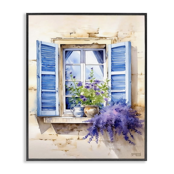 Stupell Industries Shabby Chic Cottage Windowsill Bouquet Black Framed Giclee Art, 11 x 14, by RB
