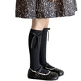 thumbnail image 2 of ZQUUVOU Bow Knee High Socks for Girls Ribbed Knit Cotton Cute Soft Over Calf Stockings School Uniform Dress Long Sock Black, 2 of 3