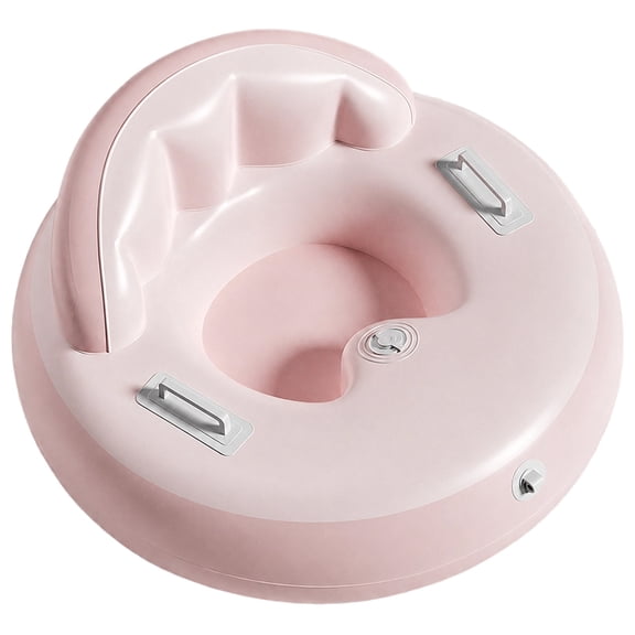 Inflatable Snow Tube Sled, Heavy Duty Snow Tube with High Backrest and Safety Handles, Pink Heart Snowboard for Adults for Winter Outdoor Fun, Thickened Cold-Resistant Sledding