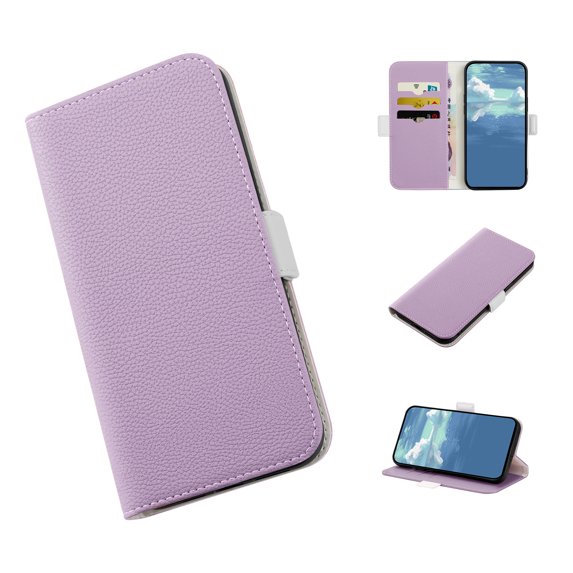 for iPhone 13 Pro Max 6.7 Inch Wallet Case, Candy Colors Durable PU Leather Shockproof Card Slots Holder Folio Purse Case with Kickstand Magnetic Clasp Bracket Flip Cover for iPhone 13 Pro Max,Purple