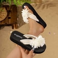 thumbnail image 5 of CHUMUD Womens Outdoor Fuzzy Flower Decor Toe Post Platform Flip-Flop Sandals, Casual Open Toe Slip-On Slippers, Lightweight Summer Beach Sandals, 5 of 9