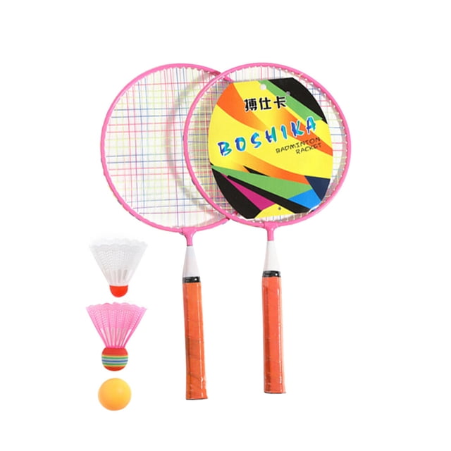 1 Set of Badminton Racket Beginner Training Outdoor Sports Leisure Toys Badminton Set for Outdoor Playing (1 Set of Pink Racket, 3 Badmintons, Random Color for Racket Handle)
