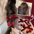 thumbnail image 3 of Alloy Velvet Bow Hair Clip for Women: Suitable for Winter and Daily Christmas Hair Decoration, Multi-Functional for Various Hairstyles, 3 of 9
