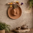 thumbnail image 2 of Ceramic Cowboy Hat Hanging Vase 1pc, Brown Hanging Wall Planter for Artificial Flowers, Rustic Farmhouse Home Decor for Bathroom Living Room, Office, and Home Decor, 2 of 5