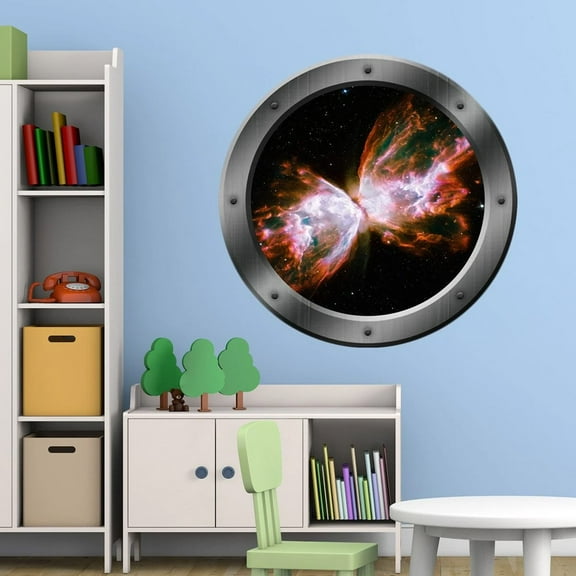 VWAQ Outer Space Porthole Window - Universe Wall Art Decal, Space Nebula Decor PS9