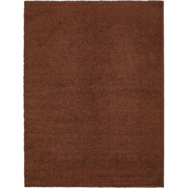 Unique Loom Tapis en Peluche Moderne Shag Solide 9' x 12' Rectangle Brun Chocolat