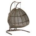 thumbnail image 6 of LeisureMod Modern Beige Wicker Double 2-Person Hanging Egg Swing Chair in Brown, 6 of 9