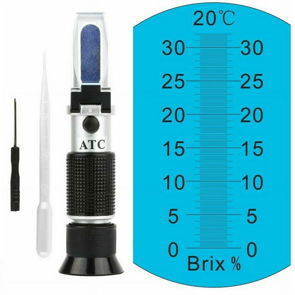 Brix Refractometer with ATC, Portable Brix Hydrometer 0.32% for Measuring Sugar Content in Fruit, Saccharimeter for Brix Hydrometer Replacement