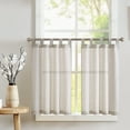 thumbnail image 1 of Tab Top Linen Kitchen Curtains 36 Inches Striped Tier Curtains Farmhouse Modern Cafe Style Small Window Treatments Airy Light Filtering Rod Pocket for Living Room Bathroom 2 Panels Taupe Grey, 1 of 8