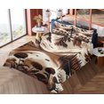 thumbnail image 4 of Ambesonne Lake Fitted & Top Sheet Set with Sham, Brownish Snowy Mountain Scene, Pale Redwood Eggshell, 4 of 5