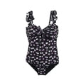 thumbnail image 2 of Cheers US One Piece Swimsuit Women Ruffled Bathing Suits Tummy Control Monokini V Neck Swimwear, 2 of 7