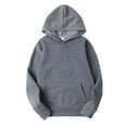 thumbnail image 2 of Kaerm Unisex Mens Long Sleeves Drawstring Plain Hooded Sweatshirt Pullover Solid Hoodie Top Dark Gray 3XL, 2 of 3